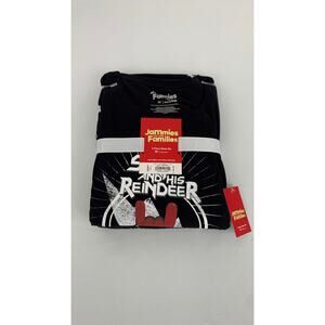 Jammies For Your Families Santa And His Reindeer Pajama Set Womens Medium Black